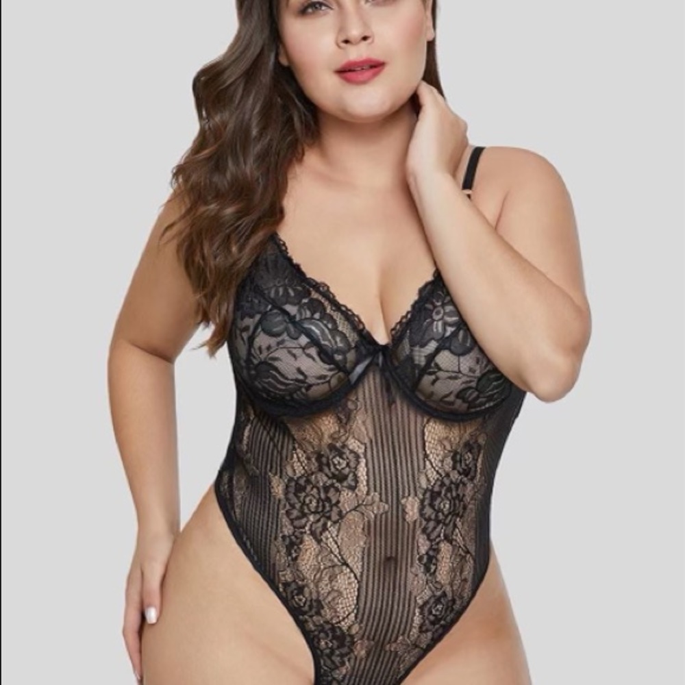 Plus sized lace teddy lingerie